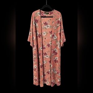 Floral Kimono | Boho Open Front | 3/4 Sleeve Layering Piece